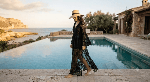 Kaftán de Encaje Playa Mujer - Cover Up Boho Transparente - Velora | Escova Elétrica